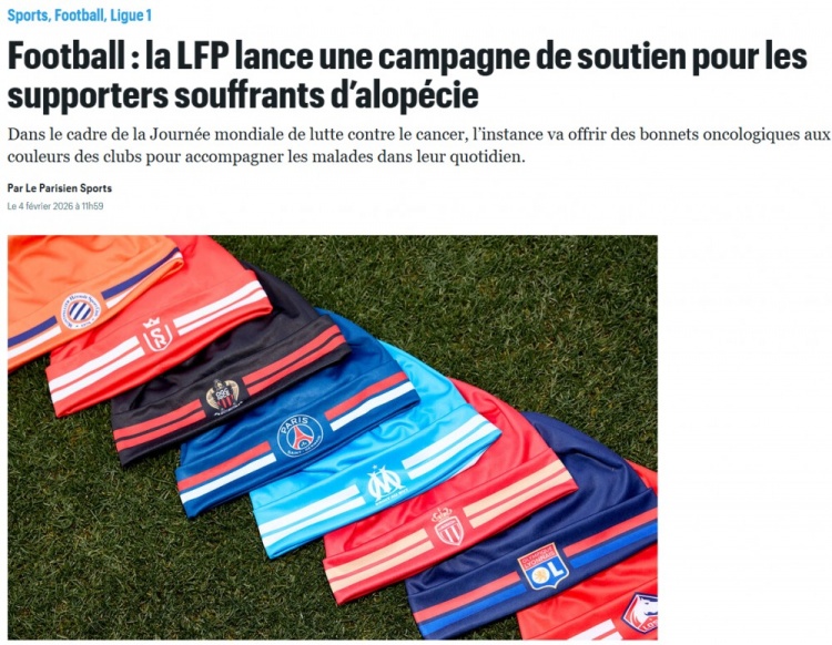 加拿大28预测-关怀抗癌球迷!法足联发起支持脱发球迷的活动,免费提供针织帽